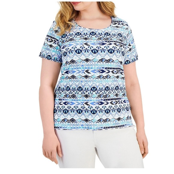 Karen Scott Printed Crew Neck T-Shirt sz XXL - Picture 6 of 7